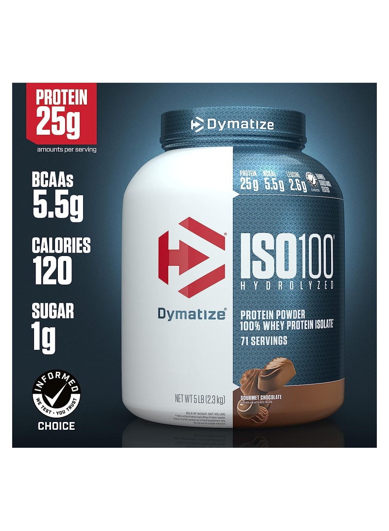 Dymatize - Iso 100 Isolated Whey Protein Body Builder Shaker, 25g of Protein, 5.5g Bcaas Gourmet Chocolate, 5lb - Image 1