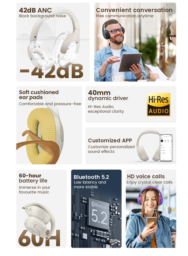 هايلو سماعات رأس لاسلكية بتقنية البلوتوث ANC طويلة الأمد تعمل على تقليل الضوضاء وتأخير منخفض لهاتف الكمبيوتر الشخصي حسب الطلب - Image 5