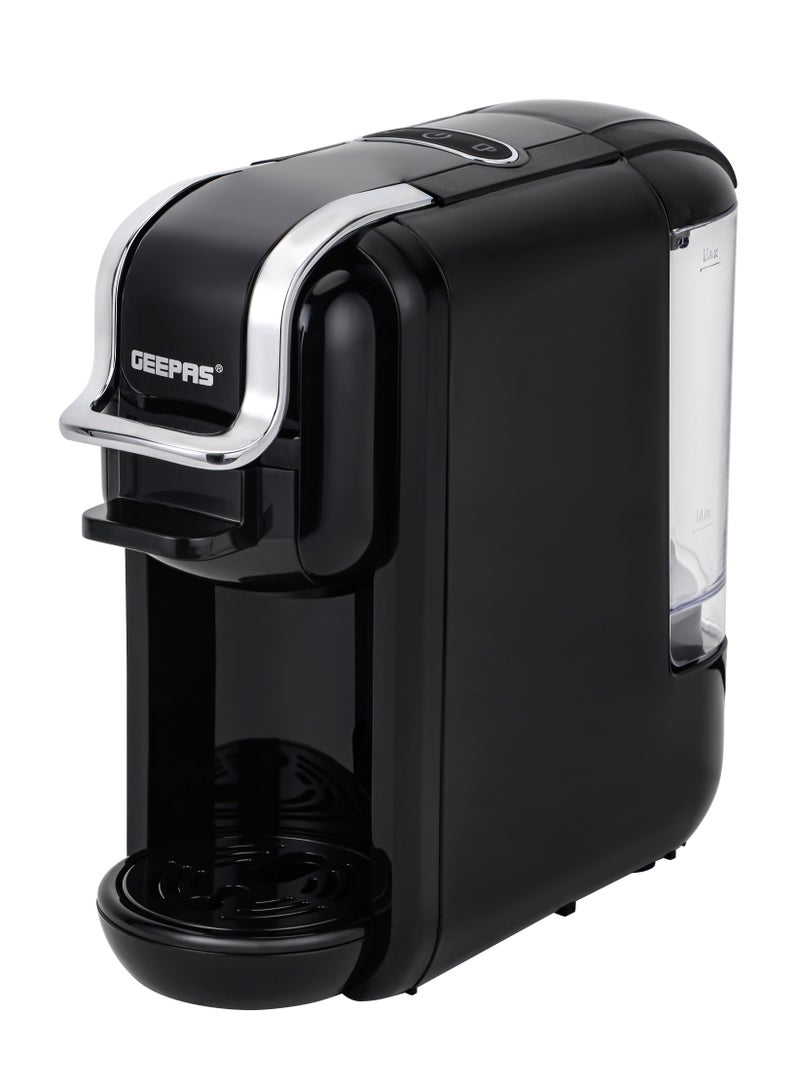 GEEPAS - 4-in-1 Capsule Coffee Machine | Compatible with all Brand Capsules|  Fast Heating System, One-Touch Button Operation| 20 bar pump, Removable 0.6L Water Tank , Mini Size Fits Anywhere | 2 Years Warranty 600 ml 1450 W GCM41526-BK Black - Image 1