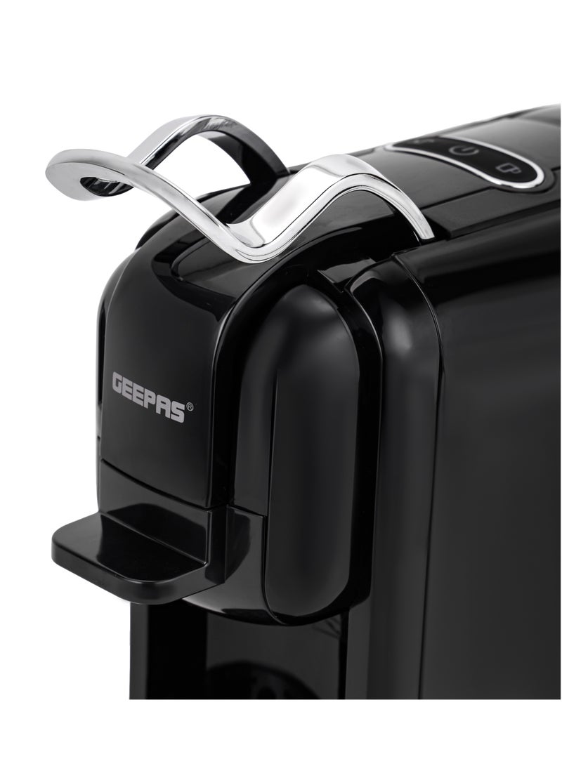 GEEPAS - 4-in-1 Capsule Coffee Machine | Compatible with all Brand Capsules|  Fast Heating System, One-Touch Button Operation| 20 bar pump, Removable 0.6L Water Tank , Mini Size Fits Anywhere | 2 Years Warranty 600 ml 1450 W GCM41526-BK Black - Image 1