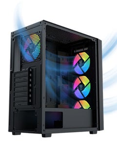 Xigmatek Blade RGB ATX Mid Tower Gaming Case, U31 & U22, Meshed Grill Front Panel & Left Tempered Glass, 4 Pcs*20C Auto Running LED Fan, Top Mount I/O Ports | EN40887 Black  - Image 2