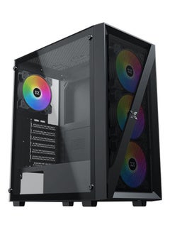 Xigmatek Blade RGB ATX Mid Tower Gaming Case, U31 & U22, Meshed Grill Front Panel & Left Tempered Glass, 4 Pcs*20C Auto Running LED Fan, Top Mount I/O Ports | EN40887 Black  - Image 1