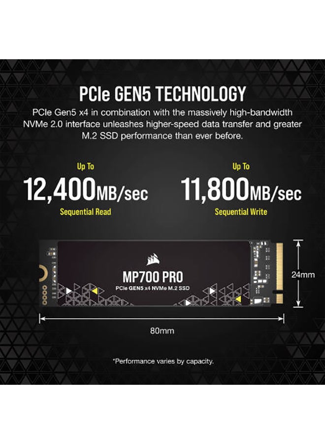 CORSAIR 2TB MP700 PRO NVMe PCIe 5.0 M.2 Internal SSD, 12400 MB/s Sequential Read Speeds & 11800 Sequential Write Speeds, 3D TLC NAND Technology, 1.6 Million Hours MTBF, CSSD-F2000GBMP700PNH 2 TB  - Image 4