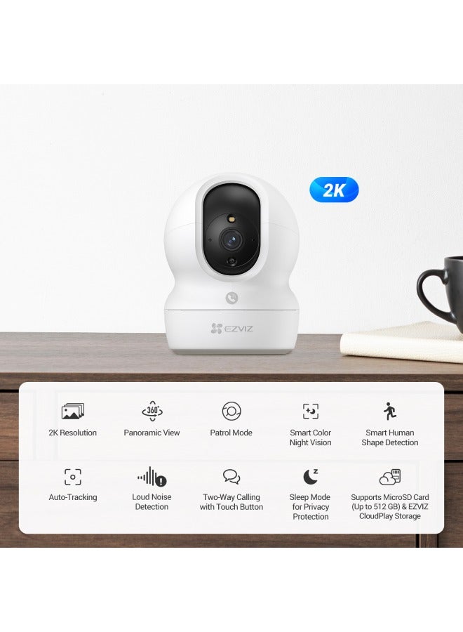 إيزفيز كاميرا مراقبة EZVIZ CP1 Pro، كاميرا مراقبة منزلية بدقة 2K و3 ميجا بكسل مع زر اتصال باللمس، وكاميرا داخلية بزاوية 360 درجة مع رؤية ليلية ملونة، وشكل الإنسان وكشف الضوضاء العالية، وتتبع تلقائي، وصوت ثنائي الاتجاه  - Image 2