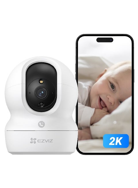 كاميرا مراقبة EZVIZ CP1 Pro، كاميرا مراقبة منزلية بدقة 2K و3 ميجا بكسل مع زر اتصال باللمس، وكاميرا داخلية بزاوية 360 درجة مع رؤية ليلية ملونة، وشكل الإنسان وكشف الضوضاء العالية، وتتبع تلقائي، وصوت ثنائي الاتجاه