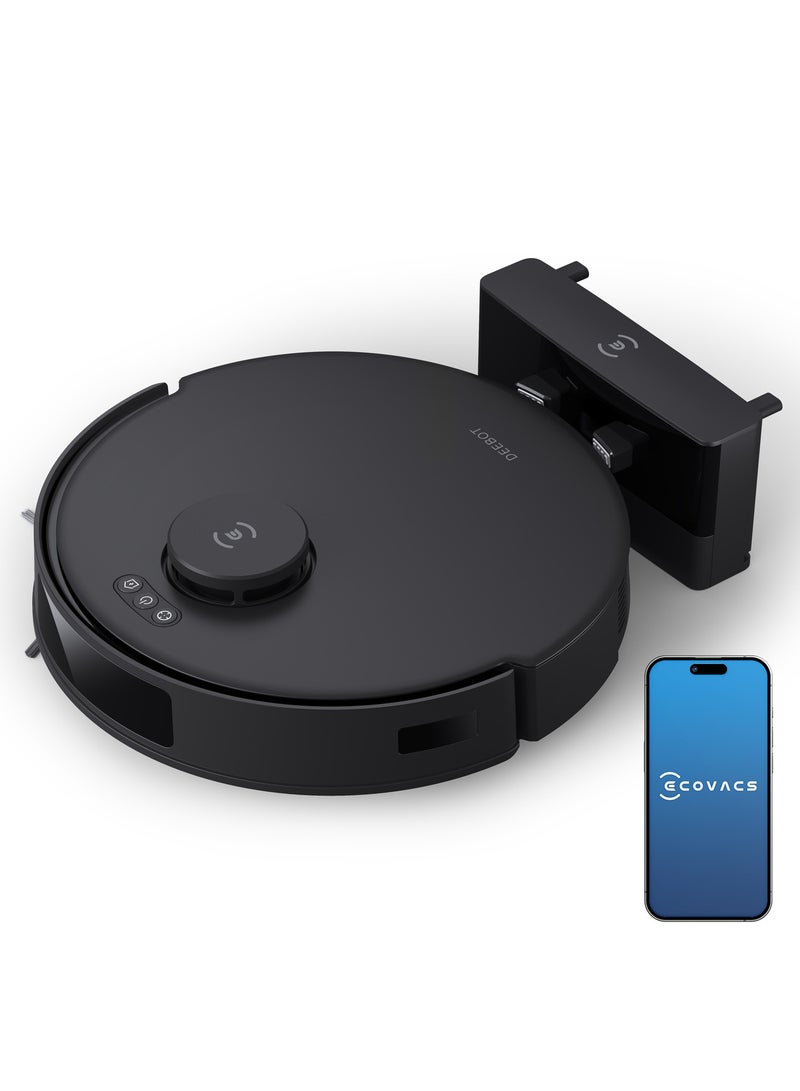 إيكوفاكس Deebot Robot Vacuum Cleaner with Mop, 8000Pa Strongest Suction Robotic Vacuum, Anti-Hair Tangle, Deep Sweeping and Mopping, 6400mAh Battery 45 W N20 PRO Black  - Image 1