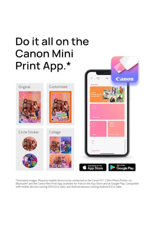 2 Mini Photo Printer, Print From Compatible iOS & Android Devices, Sticky-Back Prints, Pure White IVY - pnsku/N70115583V/45/_/1727503486/43be83b3-1354-40fb-94c6-d87ed64f6baa