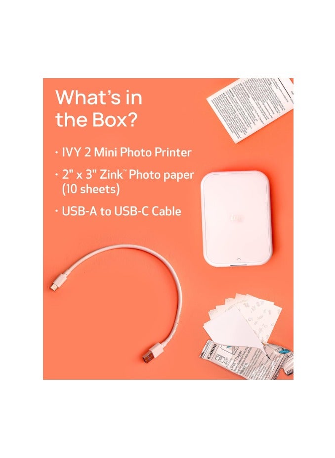 2 Mini Photo Printer, Print From Compatible iOS & Android Devices, Sticky-Back Prints, Pure White IVY - pnsku/N70115583V/45/_/1727503487/316d918d-24eb-4845-818f-2ae296dbf0fa