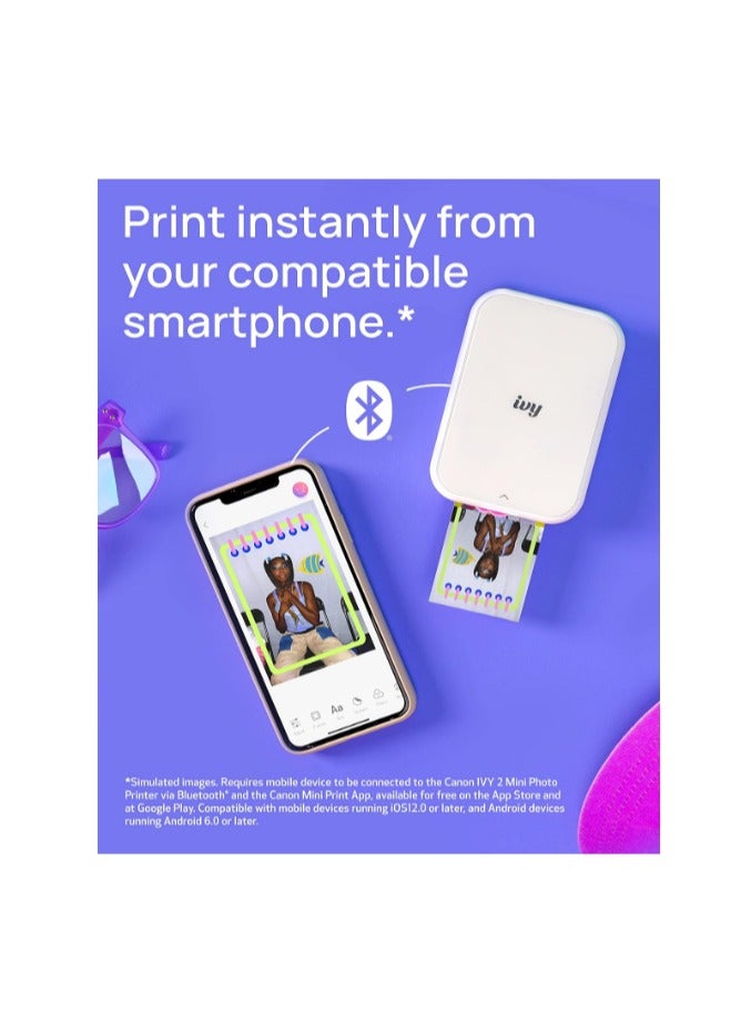 2 Mini Photo Printer, Print From Compatible iOS & Android Devices, Sticky-Back Prints, Pure White IVY - pnsku/N70115583V/45/_/1727503488/0ef4061d-4218-4880-a465-196e45fe7656