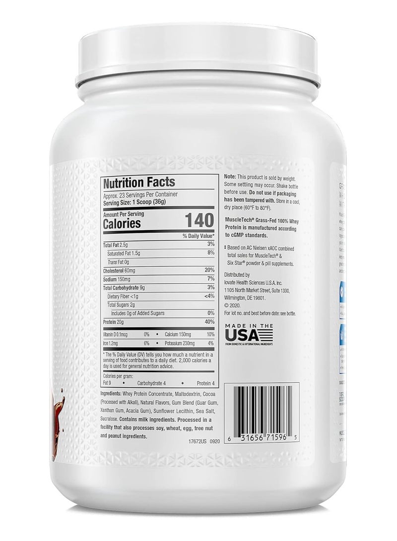 ماسل تيك - Grass Fed Whey Protein Powder Non-gmo, Gluten Free 20g Protein + 4.3g Bcaa Triple Chocolate, 1.8 Lbs - Image 1