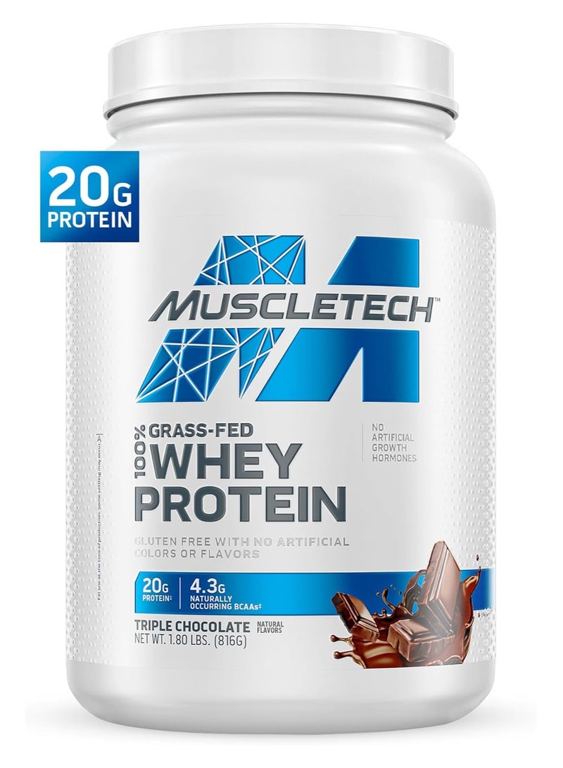 ماسل تيك - Grass Fed Whey Protein Powder Non-gmo, Gluten Free 20g Protein + 4.3g Bcaa Triple Chocolate, 1.8 Lbs - Image 1