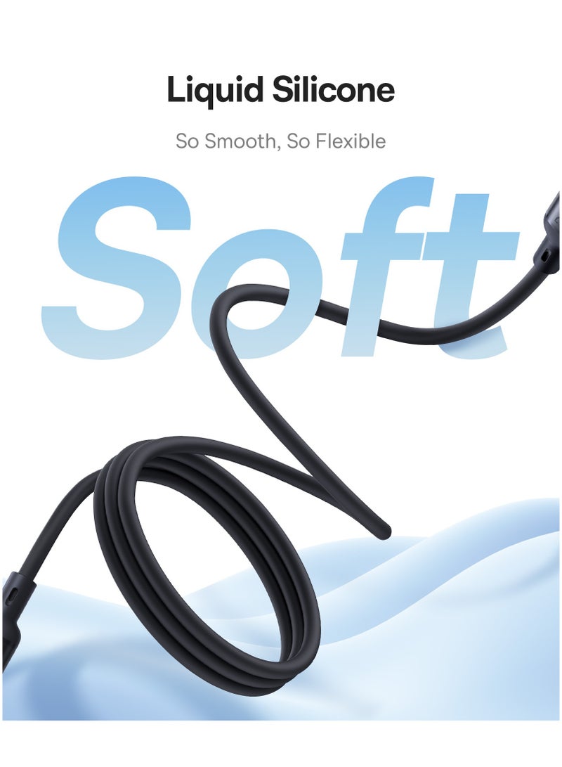 Baseus - Magnetic USB-C Charger Cable, 3.3ft Fast Charging Type C Cable Compatible with iPhone 16/15 Series, MacBook Pro/Air, Samsung S24/23 Ultra, Google Pixel, OnePlus, OPPO, Xiaomi, Laptops, iPad Air/Pro, Microsoft Surface, Air Pods Pro & More- 240W - Black - Image 1