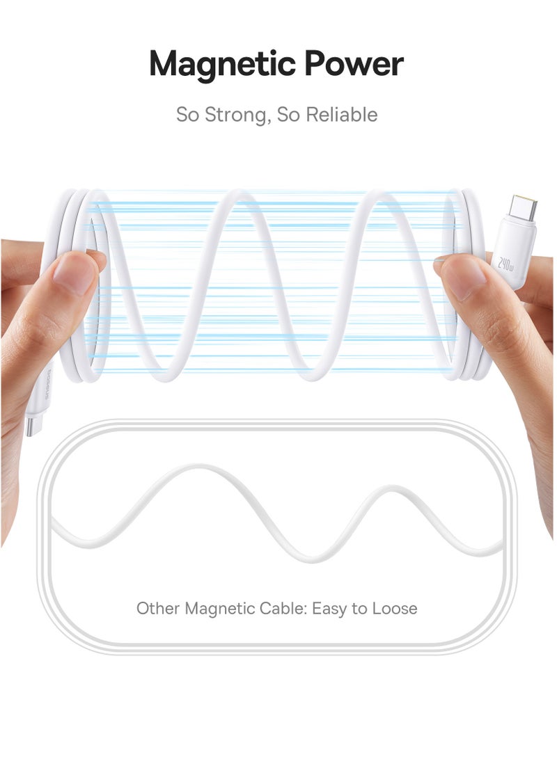 Baseus Magnetic USB-C Charger Cable, 3.3ft Fast Charging Type C Cable Compatible with iPhone 16/15 Series, MacBook Pro/Air, Samsung S24/23 Ultra, Google Pixel, OnePlus, OPPO, Xiaomi, Laptops, iPad Air/Pro, Microsoft Surface, Air Pods Pro & More- 240W - Blue  - Image 3