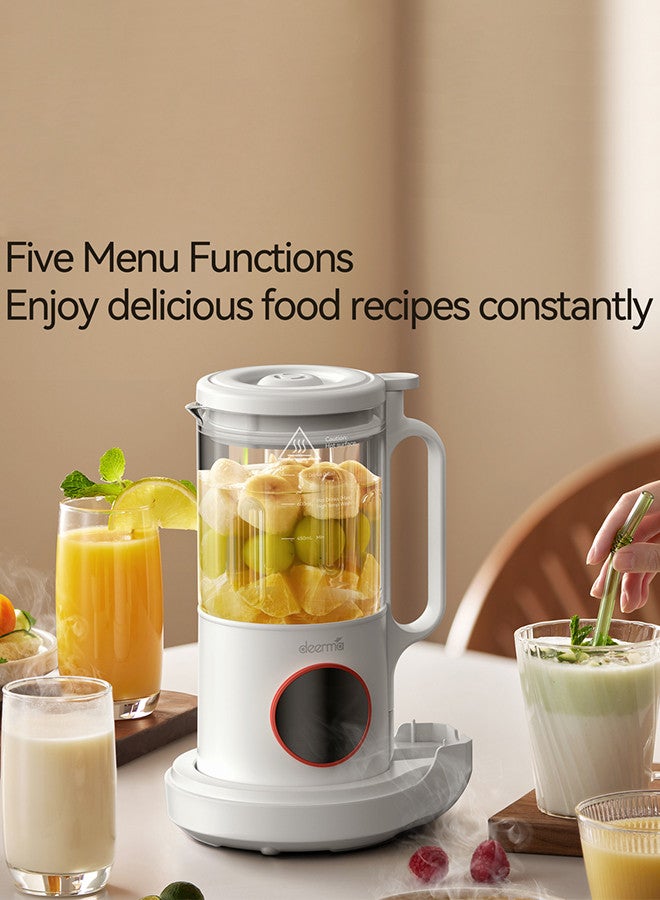 Deerma Multifunctional Cooking Blender With Five Menu Function, Soundproof Shield Design, High Speed Motor x 12 Blades, 24 Hours Smart Preset, Easy to Clean and Non Stick, 800ml Large Capacity - White NU500W White  - Image 5
