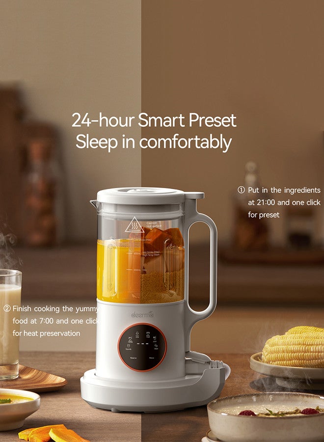 Deerma Multifunctional Cooking Blender With Five Menu Function, Soundproof Shield Design, High Speed Motor x 12 Blades, 24 Hours Smart Preset, Easy to Clean and Non Stick, 800ml Large Capacity - White NU500W White  - Image 3