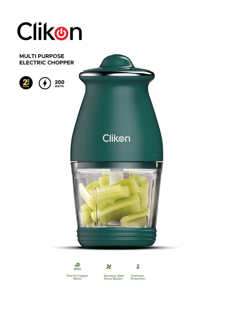 كليكون Powerful Electric Chopper With Glass Bowl For Vegetables And Meat 0.6 L 200 W CK2679 Green  - Image 1