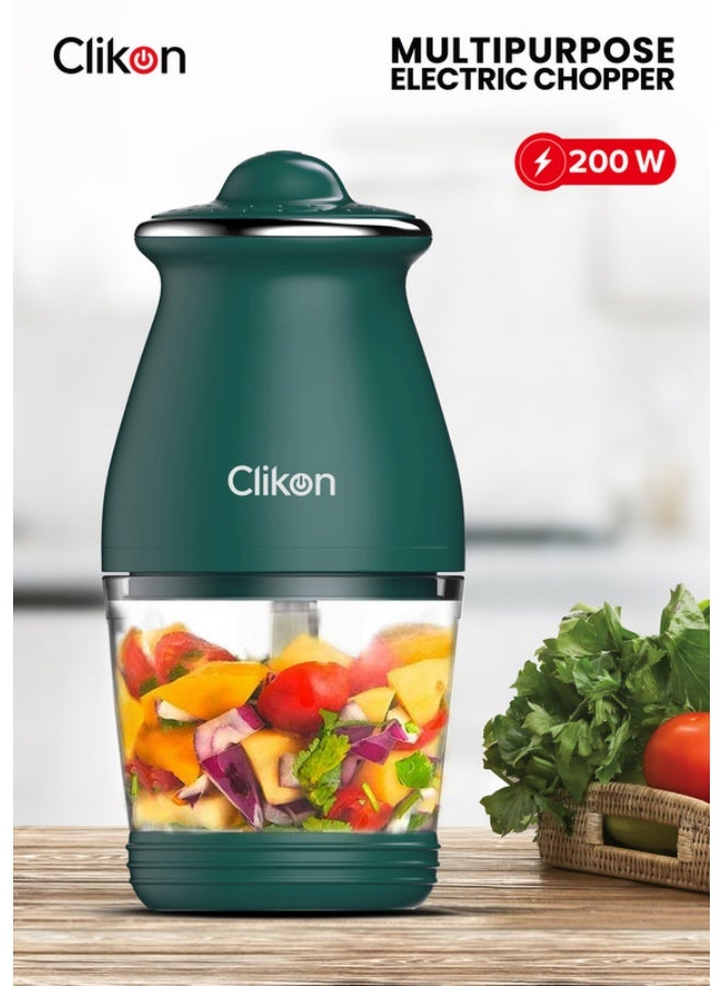 Clikon Powerful Electric Chopper With Glass Bowl For Vegetables And Meat 0.6 L 200 W CK2679 Green - Image 1