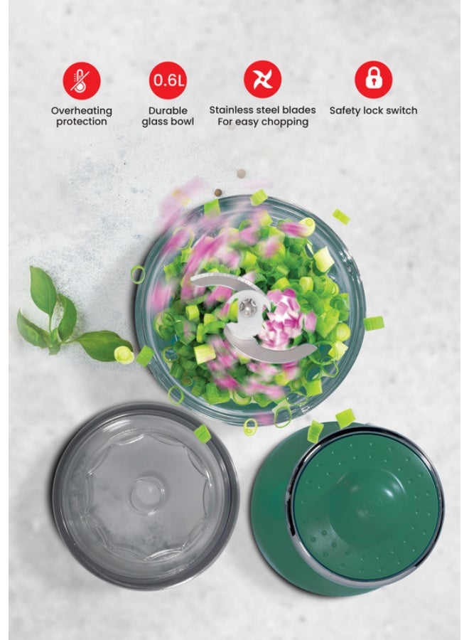 Clikon Powerful Electric Chopper With Glass Bowl For Vegetables And Meat 0.6 L 200 W CK2679 Green - Image 4