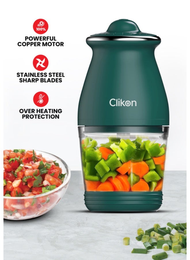 Clikon Powerful Electric Chopper With Glass Bowl For Vegetables And Meat 0.6 L 200 W CK2679 Green - Image 2