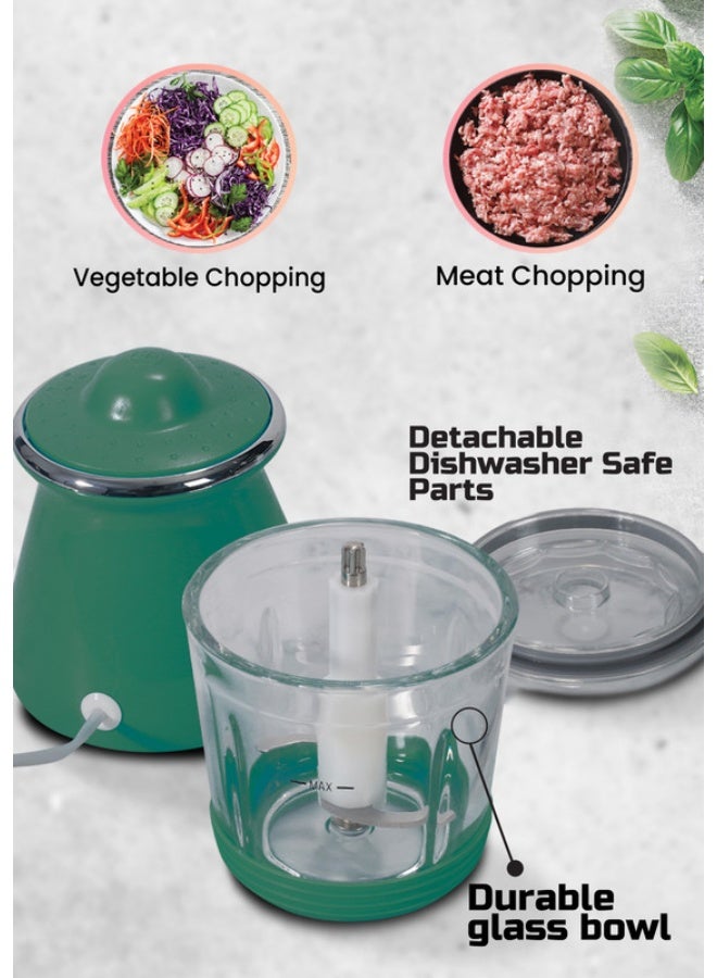 Clikon Powerful Electric Chopper With Glass Bowl For Vegetables And Meat 0.6 L 200 W CK2679 Green - Image 3
