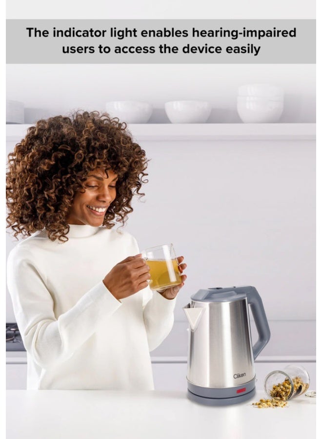 Clikon Stainless Steel Electric Kettle 2L Capacity Fast Boiling 2 L 1500 W CK5150 Silver/Black - Image 5