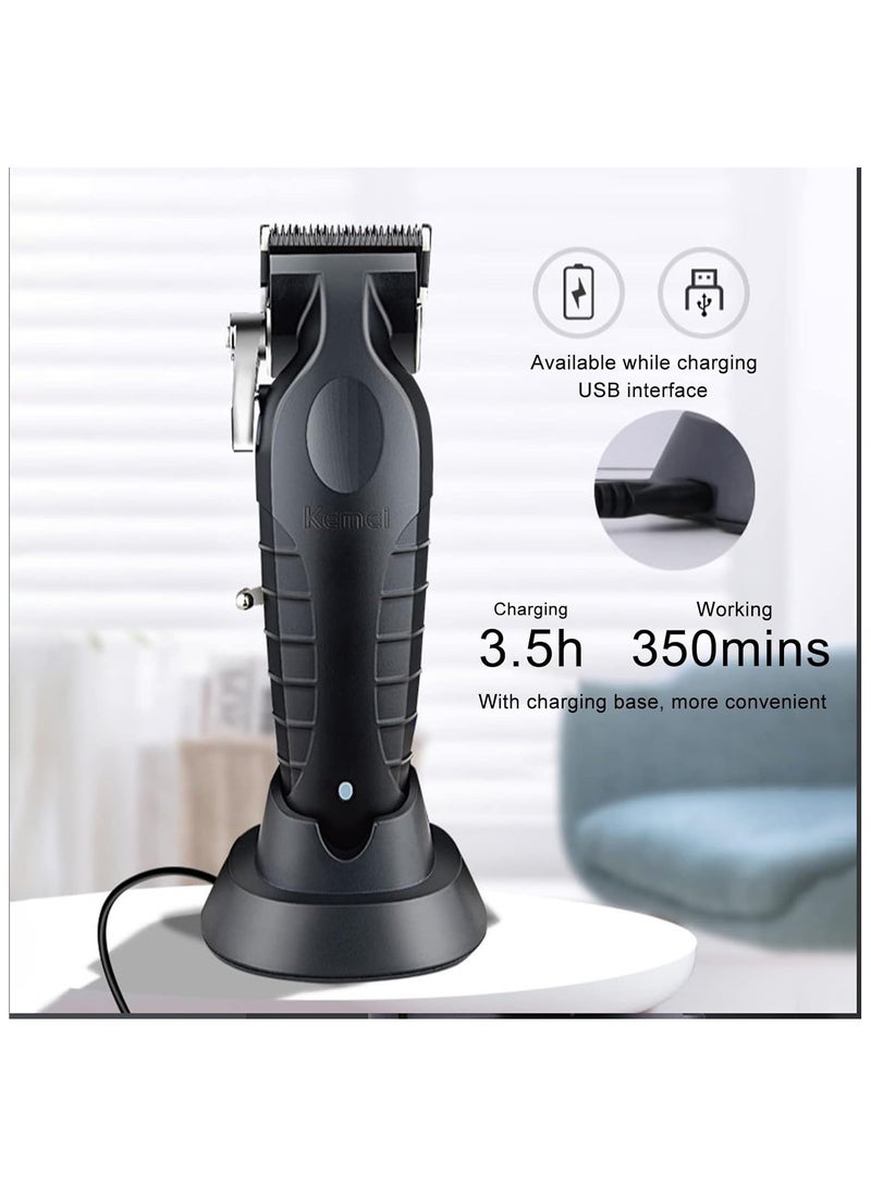 كيمي - KM-2296 Cordless Hair Clippers, Rechargeable Beard Trimmers with 2500mAh Lithium-Ion Battery, Carbon Steel Blade, 8 Guide Combs for Men Grooming Kit Black - Image 1