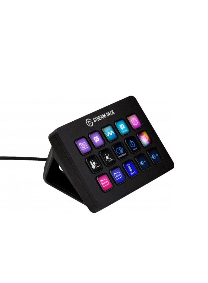 Elgato Stream Deck MK.2 – Studio Controller, 15 macro keys, trigger actions in apps and software like OBS, Twitch, ​YouTube and more, works with Mac and PC, Black