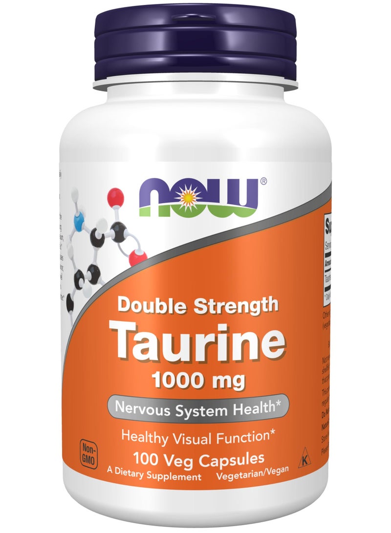 Now Foods Taurine, Double Strength, Visual Function, 1000 Mg, 100 Veg Capsules