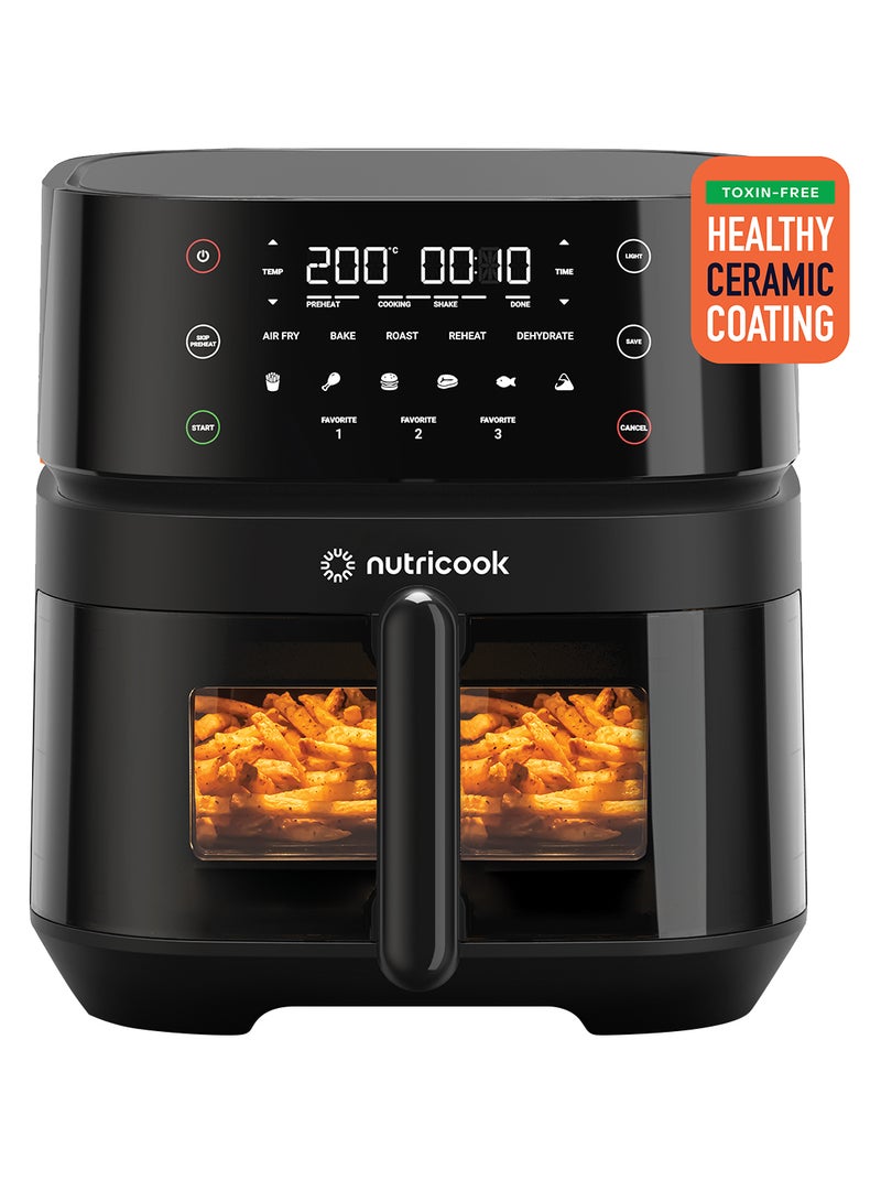 Digital Air Fryer Vision, 5.7L Capacity with Clear Window and Internal Lights,6 Presets, Air Fry, Roast, Bake, Broil, Dehydrate & Reheat, 2 Years Warranty, Amazon Exclusive 5.7 L 1700 W AF357Vcombo Black