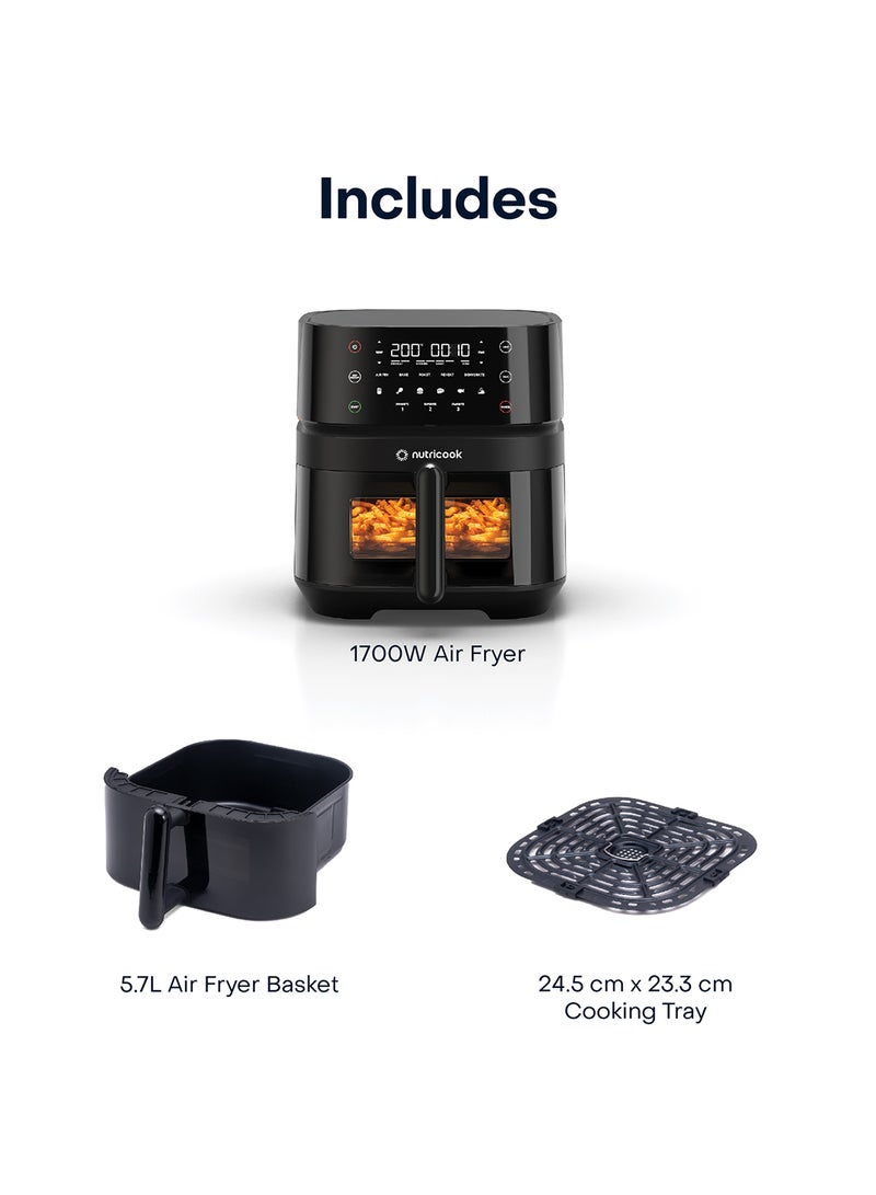 نيوتري كوك قلاية هوائية رقمية فيجن، سعة 5.7 لتر مع نافذة شفافة وأضواء داخلية، 6 إعدادات مسبقة، قلي هوائي، شواء، خبز، تحميص، تجفيف وإعادة تسخين، ضمان لمدة سنتين، حصري على أمازون - Image 4