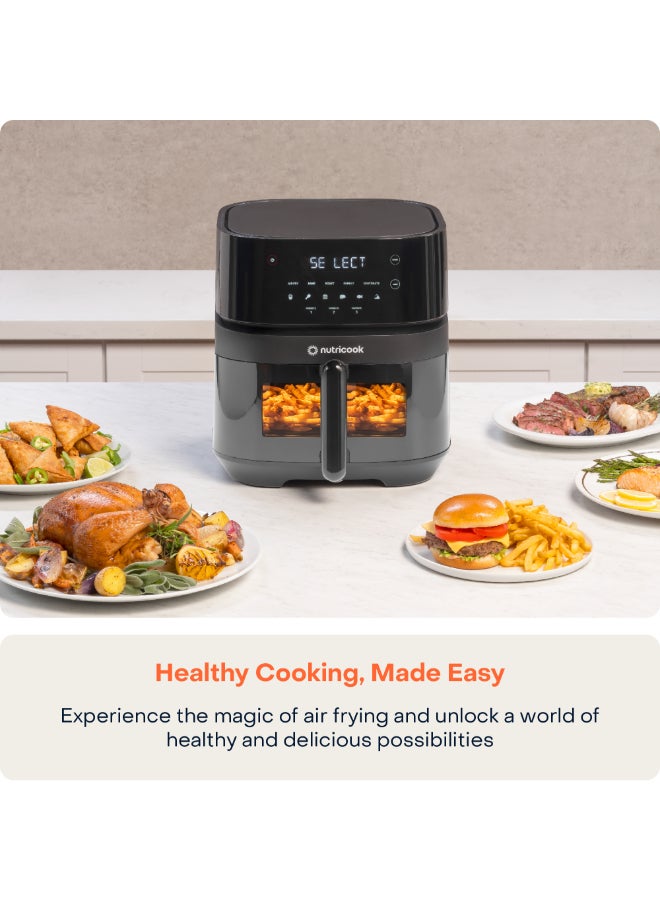 nutricook Digital Air Fryer Vision, 5.7L Capacity with Clear Window and Internal Lights,6 Presets, Air Fry, Roast, Bake, Broil, Dehydrate & Reheat, 2 Years Warranty, Amazon Exclusive 5.7 L 1700 W NC-AF357V+NC-AFL150 Black - Image 4