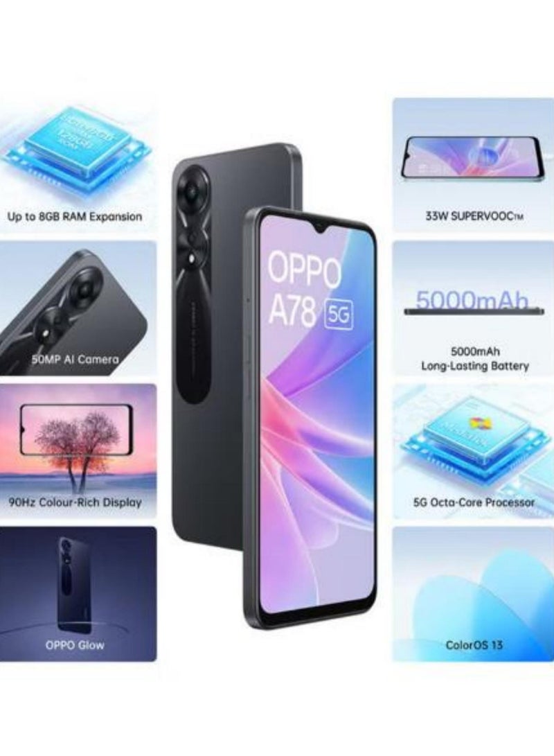 OPPO - A78 5G Dual SIM Glowing Black 8GB RAM 256GB - Image 1