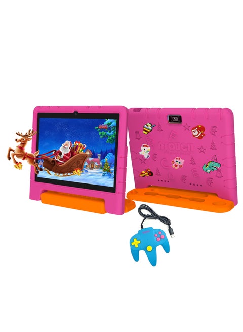 10.1 Inch Android 12 Kids Tablet Dual SIM 8GB RAM 256GB ROM WiFi Dual Camera And Zoom App Supported with Convertible Eva Case Stand and Gamepad Early Education Tab Red