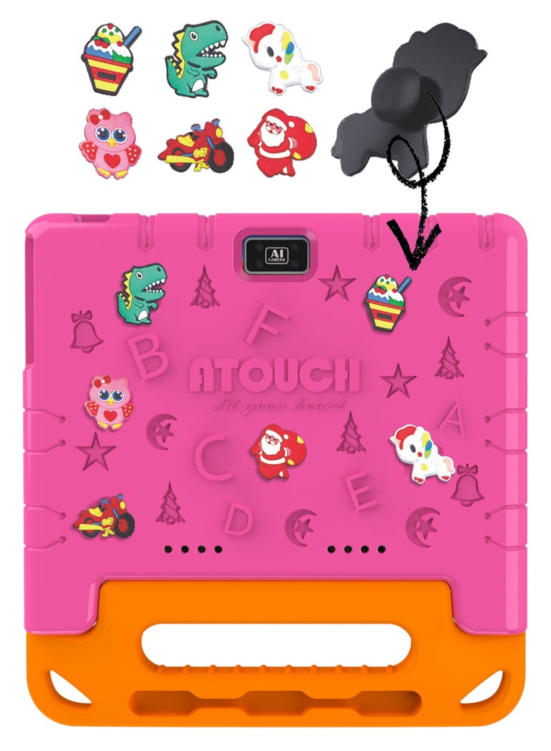 ATOUCH - 10.1 Inch Android 12 Kids Tablet Dual SIM 8GB RAM 256GB ROM WiFi Dual Camera And Zoom App Supported with Convertible Eva Case Stand and Gamepad Early Education Tab Red - Image 1