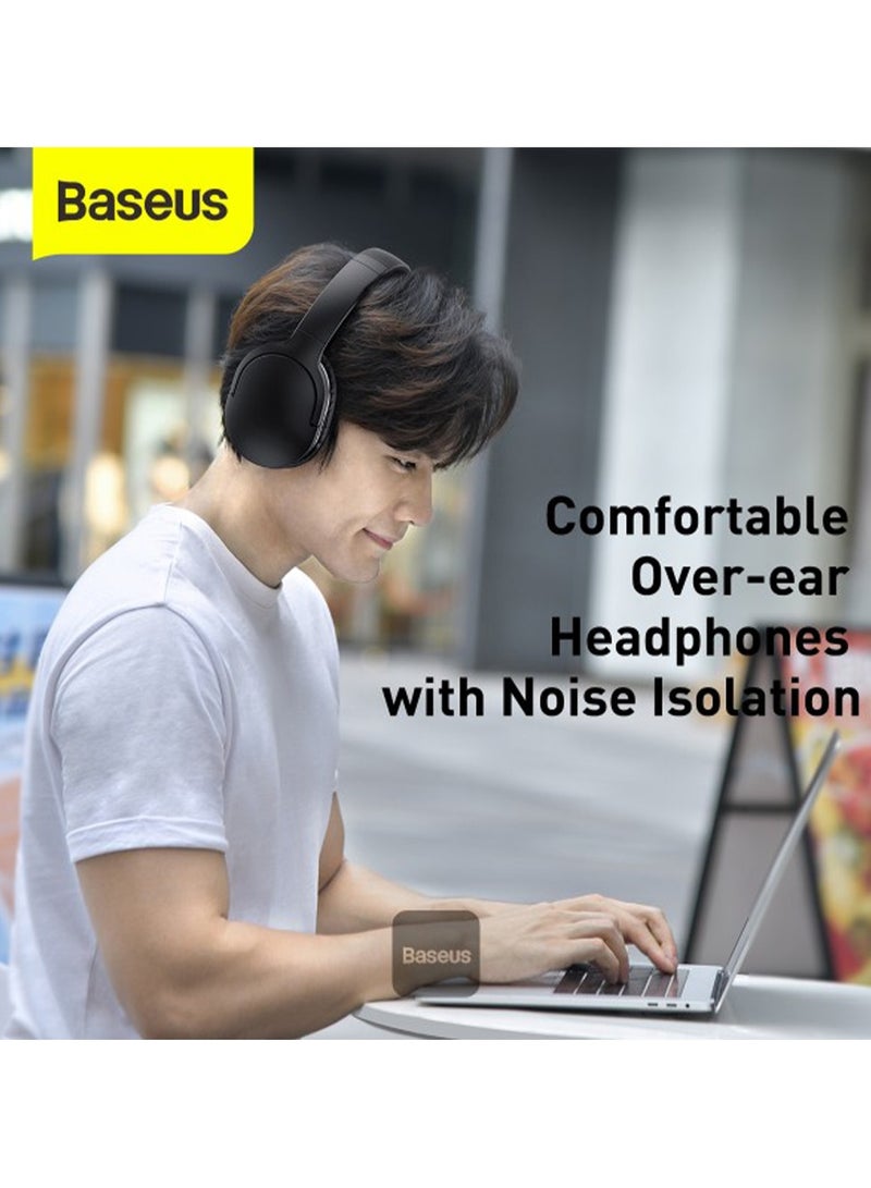 Baseus Encok D02 Pro Wireless Headphones Built-in Mic, Bluetooth V5.3  Foldable Sports Headset, Hands-Free Gaming Headphone Black - Image 5