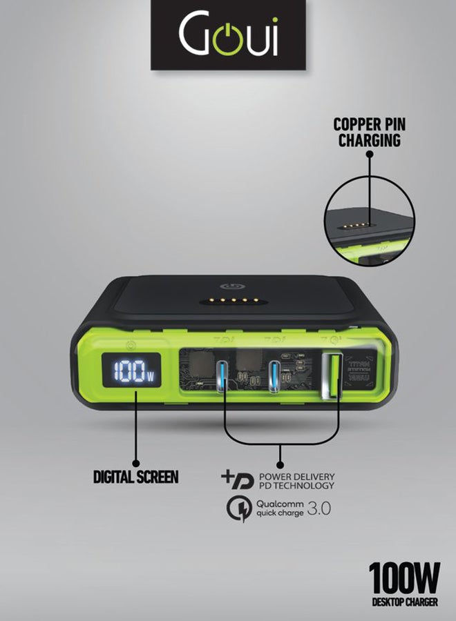 Goui - Titan 100W Desktop Charger With 3 Ports Output, Power Delivery (PD) & Quick Charge (QC) Technology For Fast Charging Of Laptops, Smartphones And More - Black - Image 1