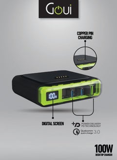 Goui Titan 100W Desktop Charger With 3 Ports Output, Power Delivery (PD) & Quick Charge (QC) Technology For Fast Charging Of Laptops, Smartphones And More - Black  - Image 2