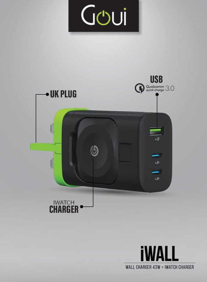 جوي شاحن الجدار IWall 43W + شاحن Apple Watch: شحن سريع و مدمج ومتعدد الأجهزة بتقنية PD و Quick Charge  - Image 2