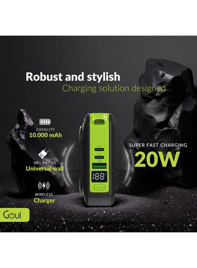 Goui 10000 mAh 10000 mAh Mbala Pro Power Bank + Wireless Charger + 20W Wall Charger: The Ultimate All-in-One Charging Solution For On-the-Go Power, Fast Charging And Global Compatibility - Black Black  - Image 4