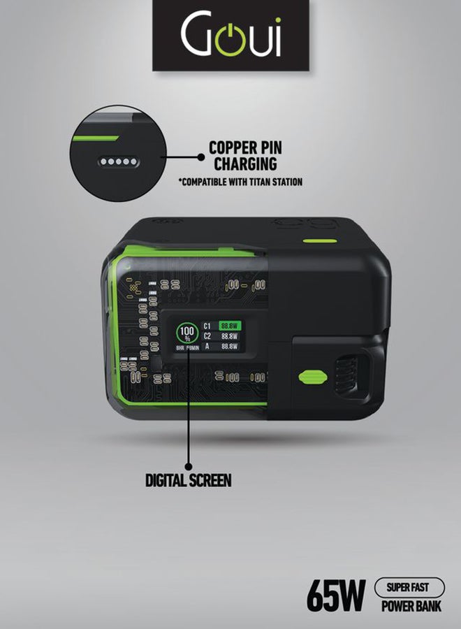 جوي - تيتان  65W بنك طاقة سريع جدًا بسعة 20,000mAh – شحن فائق السرعة، سعة ضخمة، دعم PD و QC، شاشة رقمية، ومنافذ شحن متعددة لشحن الأجهزة في وقت واحد (74Wh / 14.8V/5000mAh) 20000 mAh - Image 1