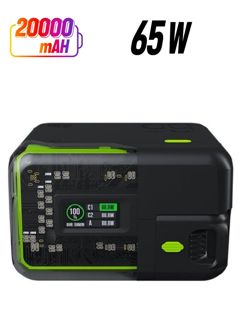 جوي - تيتان  65W بنك طاقة سريع جدًا بسعة 20,000mAh – شحن فائق السرعة، سعة ضخمة، دعم PD و QC، شاشة رقمية، ومنافذ شحن متعددة لشحن الأجهزة في وقت واحد (74Wh / 14.8V/5000mAh) 20000 mAh - Image 1