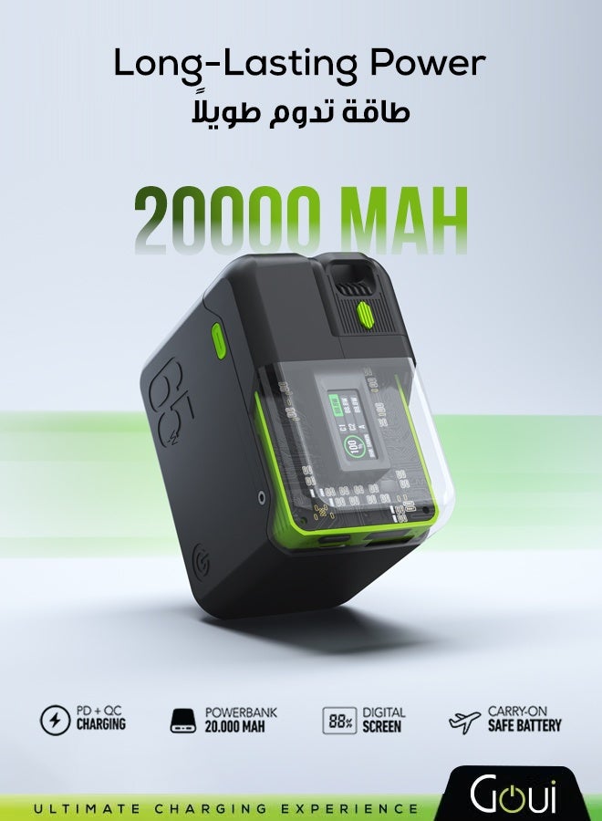 Goui 20000 mAh Titan 65W Super Fast Power Bank – High-Speed Charging, Massive Capacity, PD & QC Support, Digital Display, And Multiple Charging Ports for Simultaneous Device Charging (74Wh / 14.8V/5000mAh) - Black Black - Image 1