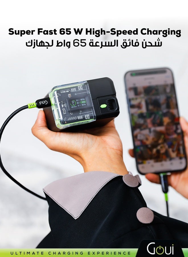 Goui 20000 mAh Titan 65W Super Fast Power Bank – High-Speed Charging, Massive Capacity, PD & QC Support, Digital Display, And Multiple Charging Ports for Simultaneous Device Charging (74Wh / 14.8V/5000mAh) - Black Black - Image 2