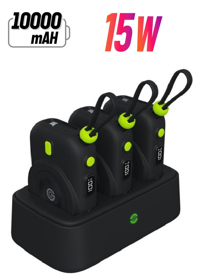 Goui - 10000 mAh Station Power Bank 15W Magnetic Wireless Charging x 3 With Power Delivery (PD) Technology – Fast Charging For Multiple Devices Simultaneously - Black - Image 1