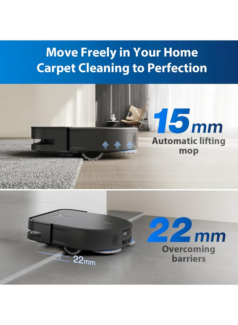 ecovacs - Deebot X5 Pro Omni Robot Vacuum Cleaner with Mop, 12,800Pa Suction Power, ZeroTangle Technology, TruEdge Edge Mopping, 70°C Hot Water Mop Washing, Auto Lifting of the Mop, Self-Emptying 45 W X5 PRO OMNI Black - Image 1