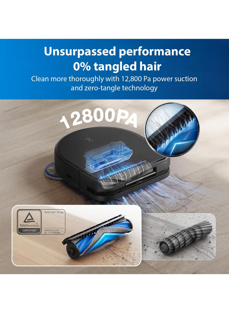 ecovacs - Deebot X5 Pro Omni Robot Vacuum Cleaner with Mop, 12,800Pa Suction Power, ZeroTangle Technology, TruEdge Edge Mopping, 70°C Hot Water Mop Washing, Auto Lifting of the Mop, Self-Emptying 45 W X5 PRO OMNI Black - Image 1