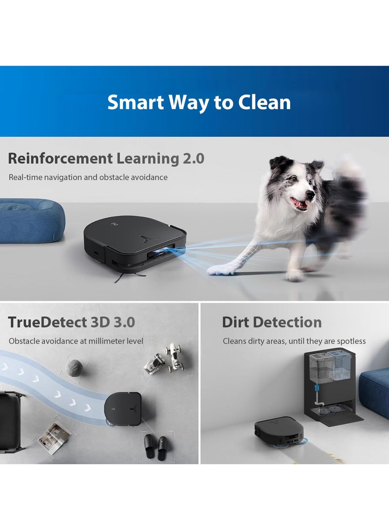 ecovacs - Deebot X5 Pro Omni Robot Vacuum Cleaner with Mop, 12,800Pa Suction Power, ZeroTangle Technology, TruEdge Edge Mopping, 70°C Hot Water Mop Washing, Auto Lifting of the Mop, Self-Emptying 45 W X5 PRO OMNI Black - Image 1