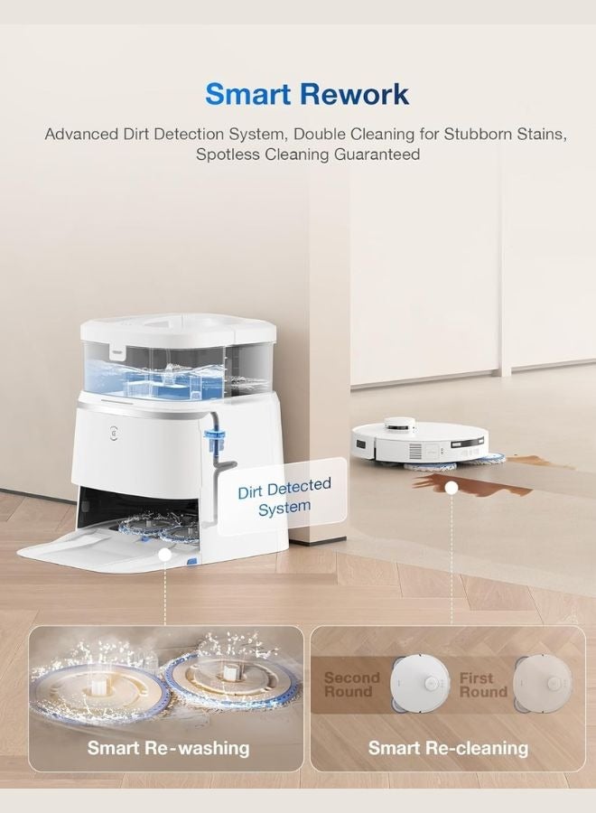 إيكوفاكس Omni Robot Vacuum Cleaner and Mop,Powerful 11,000Pa Suction with Hot Water,Intelligent Cleaning,Zero Tangle,TrueDetect 3D 3.0 45 W Deebot T30 Pro white  - Image 5