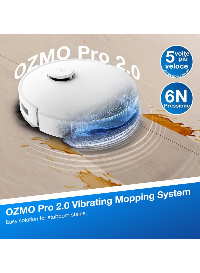 ecovacs DEEBOT Robot Vacuum Clener, 8000 Pa Strongest Suction for Deep Cleaning and Mopping, Anti-Tangle Technology, TrueMapping Intelligent Path Planning, Auto-Empty, APP Control 45 W N20 PRO PLUS White  - Image 3