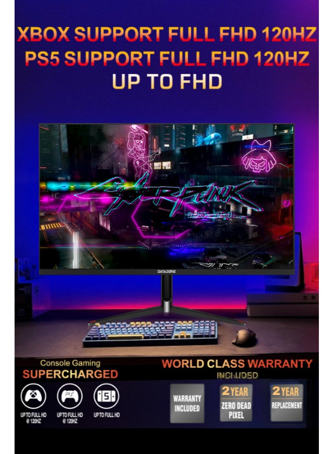 داتا زون - شاشة قيمنق 27 بوصة, QHD بدقة (2560x1440), معدل تحديث 165 هرتز, IPS, معدل استجابة 1 مللي ثانية GTG, متوافقة مع وحدة التحكم (PS5-XBOX), ميزة HDR, اضاءة RGB خلفية مع قابلية تعديل الارتفاع والميلان مع مكبر صوت مدمج أسود - Image 1